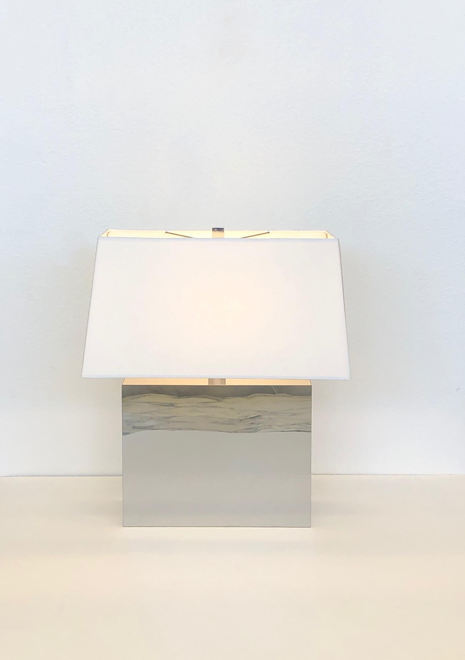 Modern Pair of Chrome Table Lamps by Kovacs