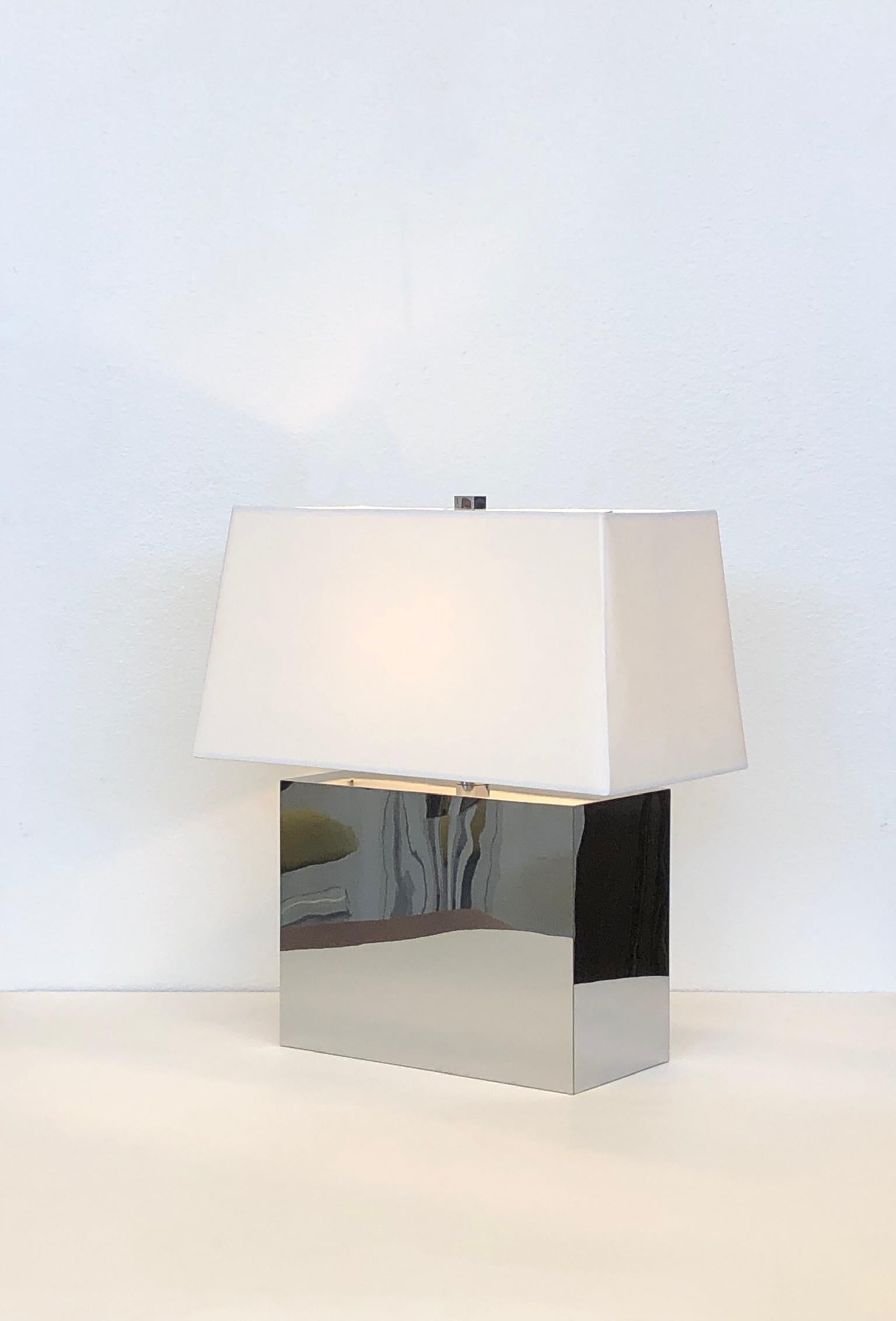 Polished Pair of Chrome Table Lamps by Kovacs