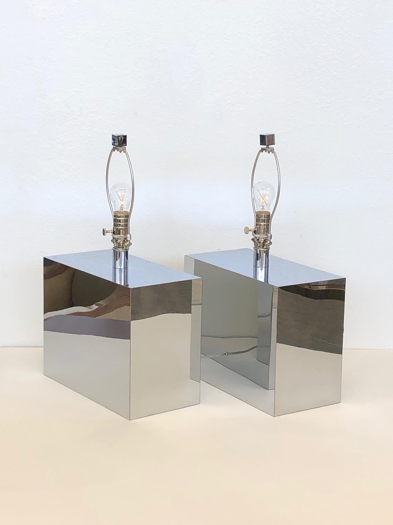 Late 20th Century Pair of Chrome Table Lamps by Kovacs