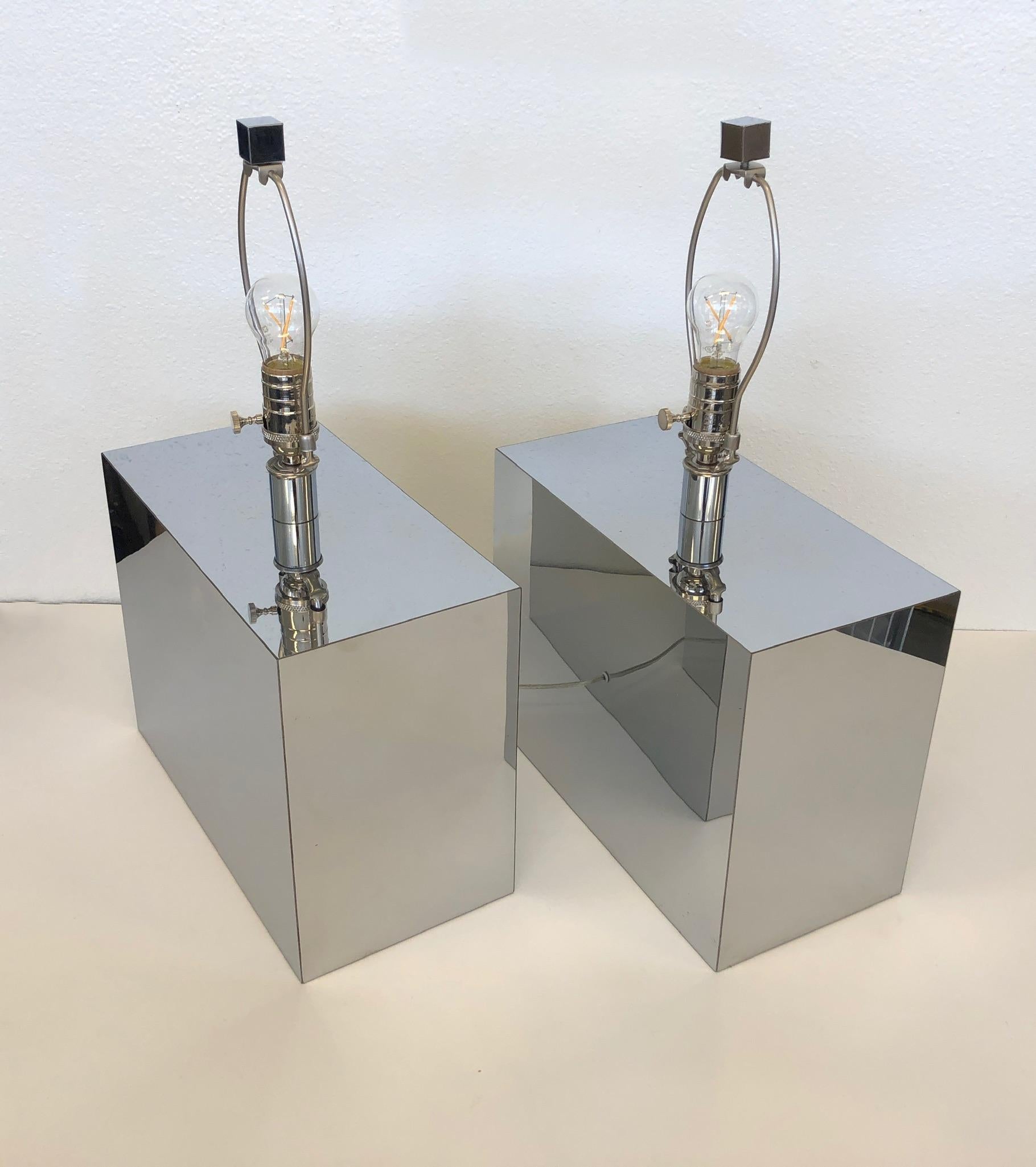 Pair of Chrome Table Lamps by Kovacs 1