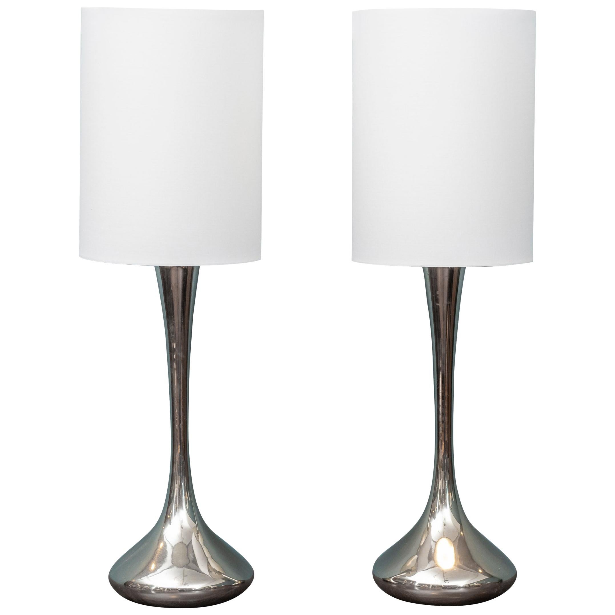 Pair of Chrome Table Lamps by Laurel