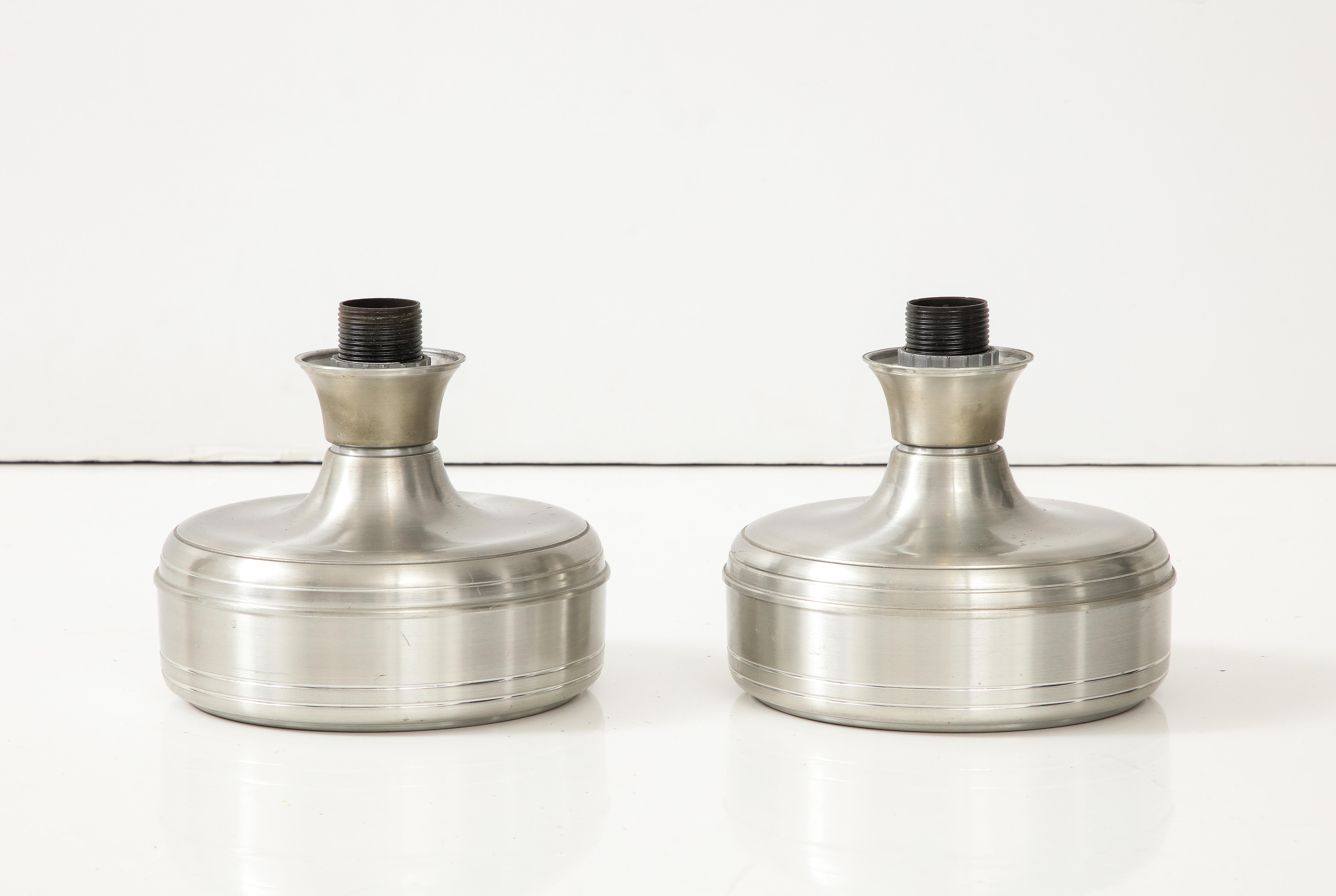 Silk Pair of Chrome Table Lamps by Lumi, Italy, circa 1960 For Sale
