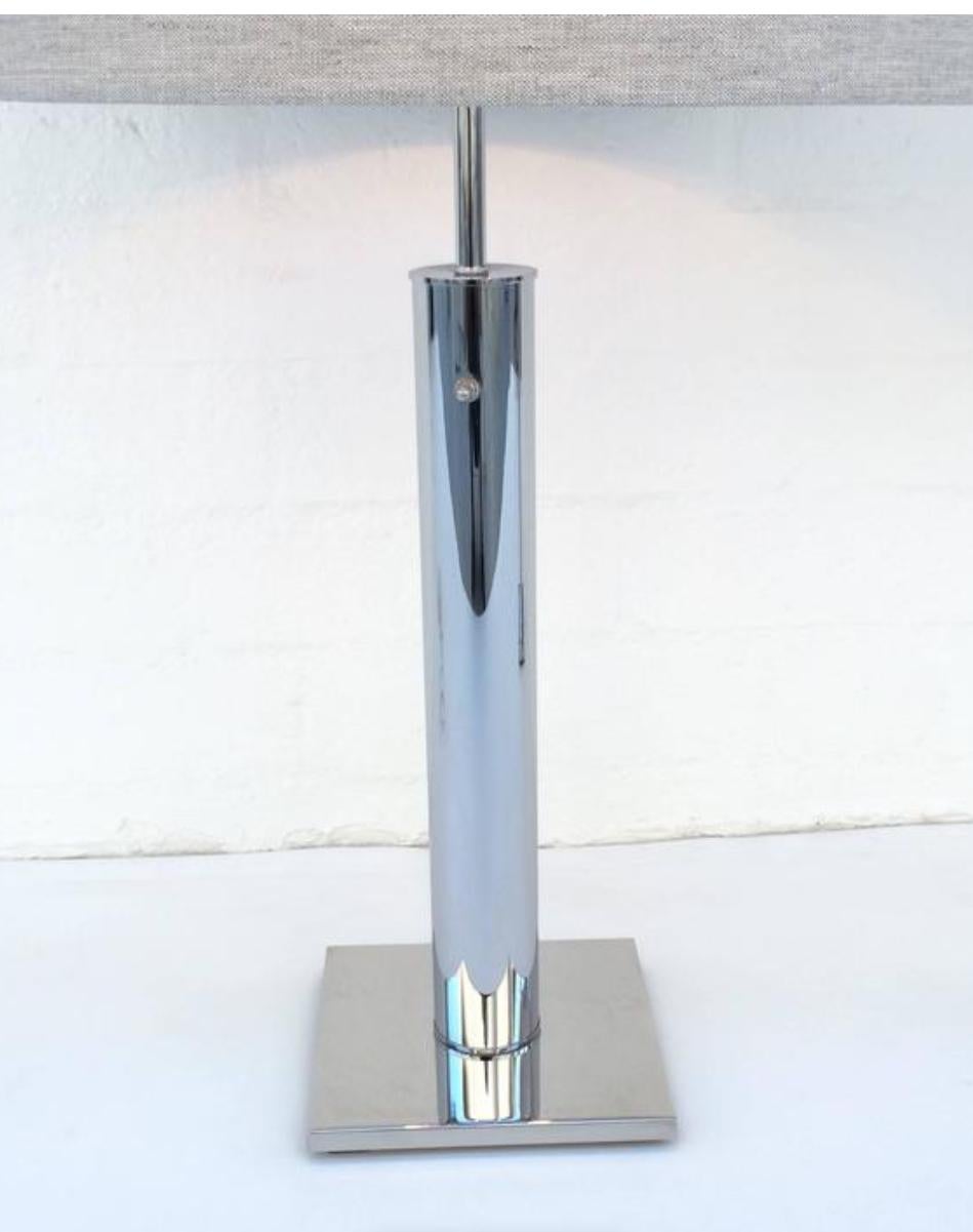 Hand-Crafted Pair of Chrome Table Lamps by Nessen Lighting  For Sale