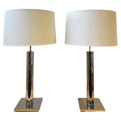 Pair of Chrome Table Lamps by Nessen Lighting 