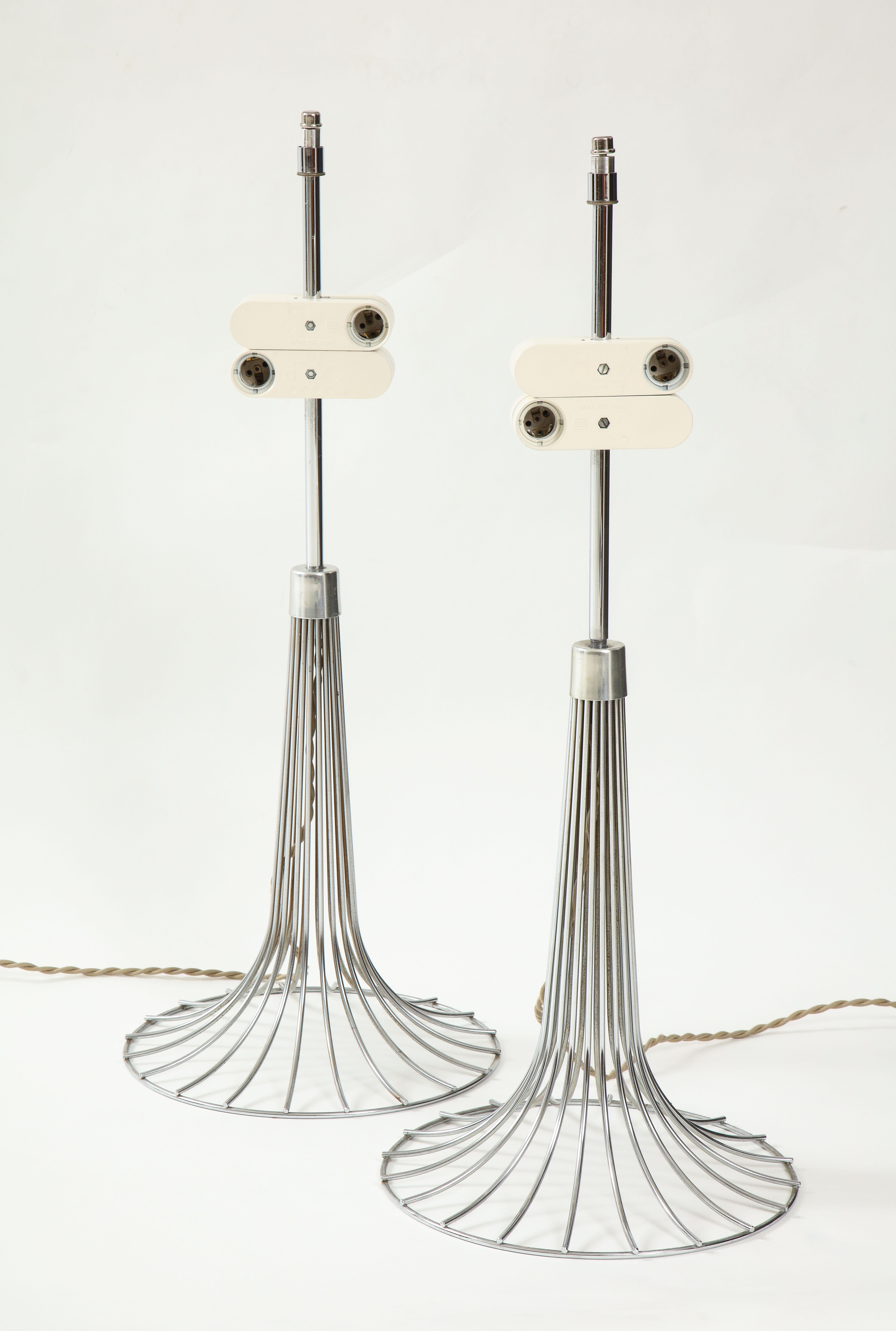 Mid-Century Modern Pair of Chrome Table Lamps by Verner Panton for Fritz Hansen, Denmark 1960s For Sale