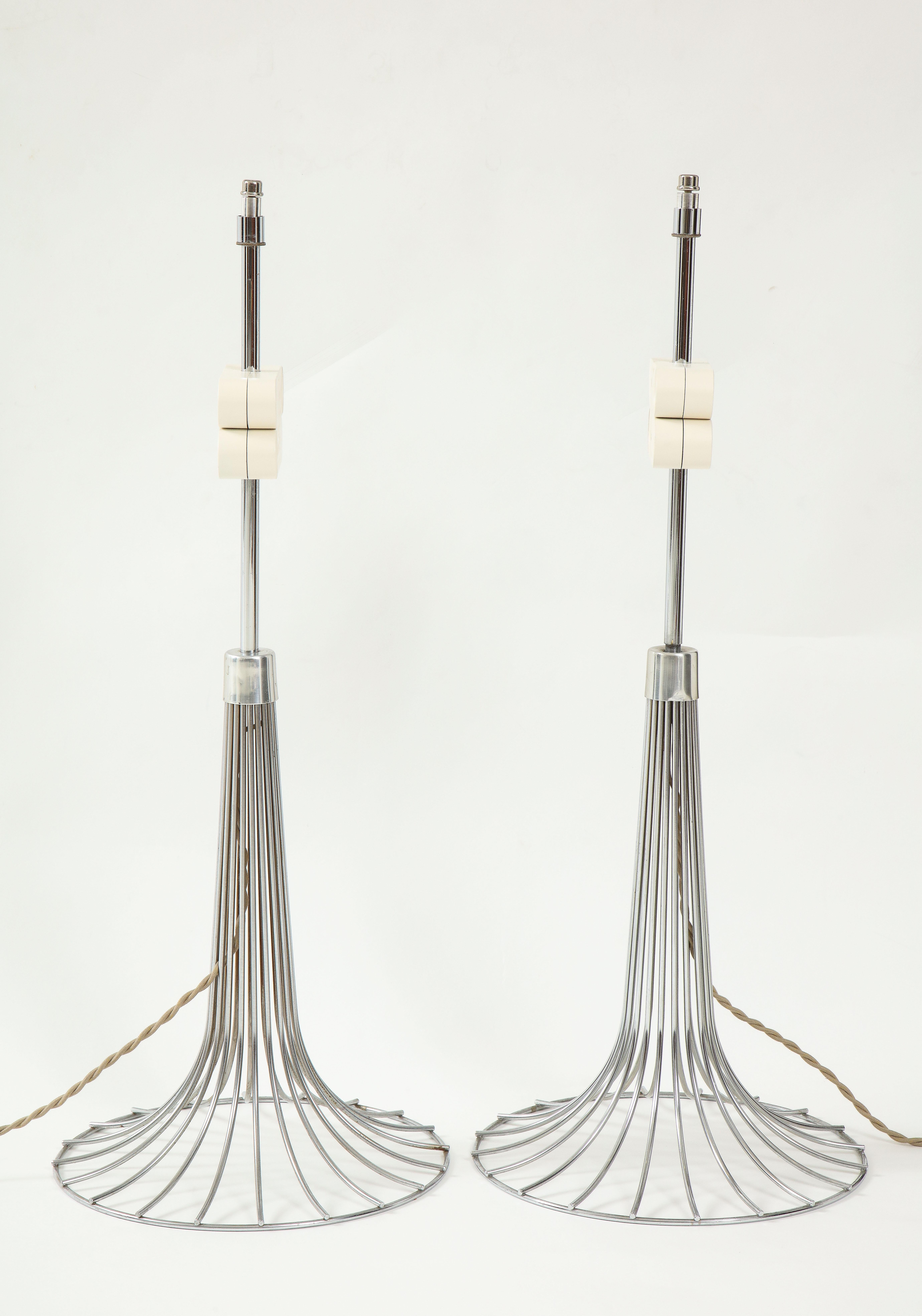Danish Pair of Chrome Table Lamps by Verner Panton for Fritz Hansen, Denmark 1960s For Sale