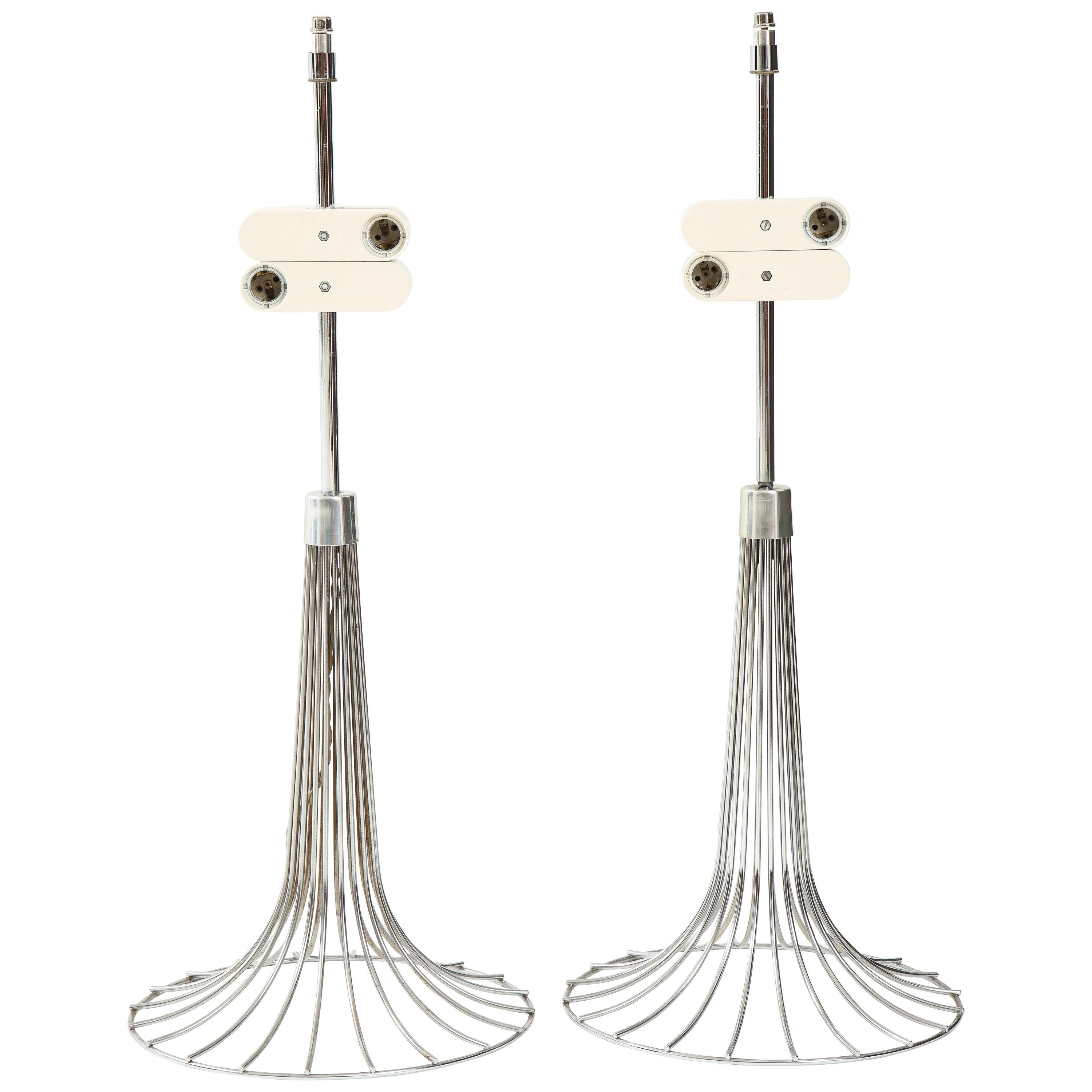 Pair of Chrome Table Lamps by Verner Panton for Fritz Hansen, Denmark 1960s