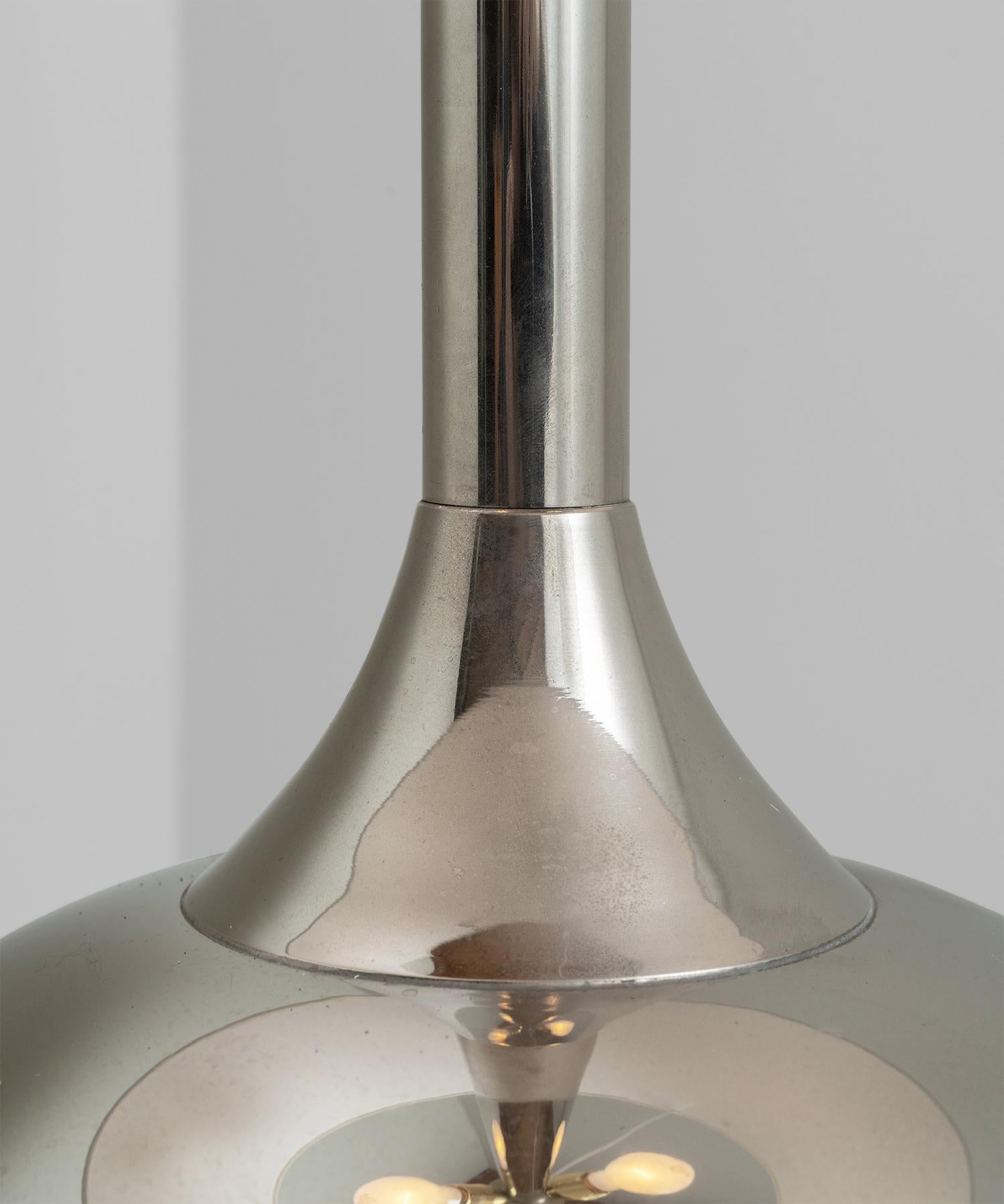 Pair of Chrome Table Lamps In Good Condition In Culver City, CA
