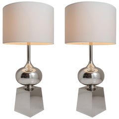 Pair of Chrome Table Lamps