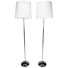 Pair of Chrome Teardrop Base Floor Lamps
