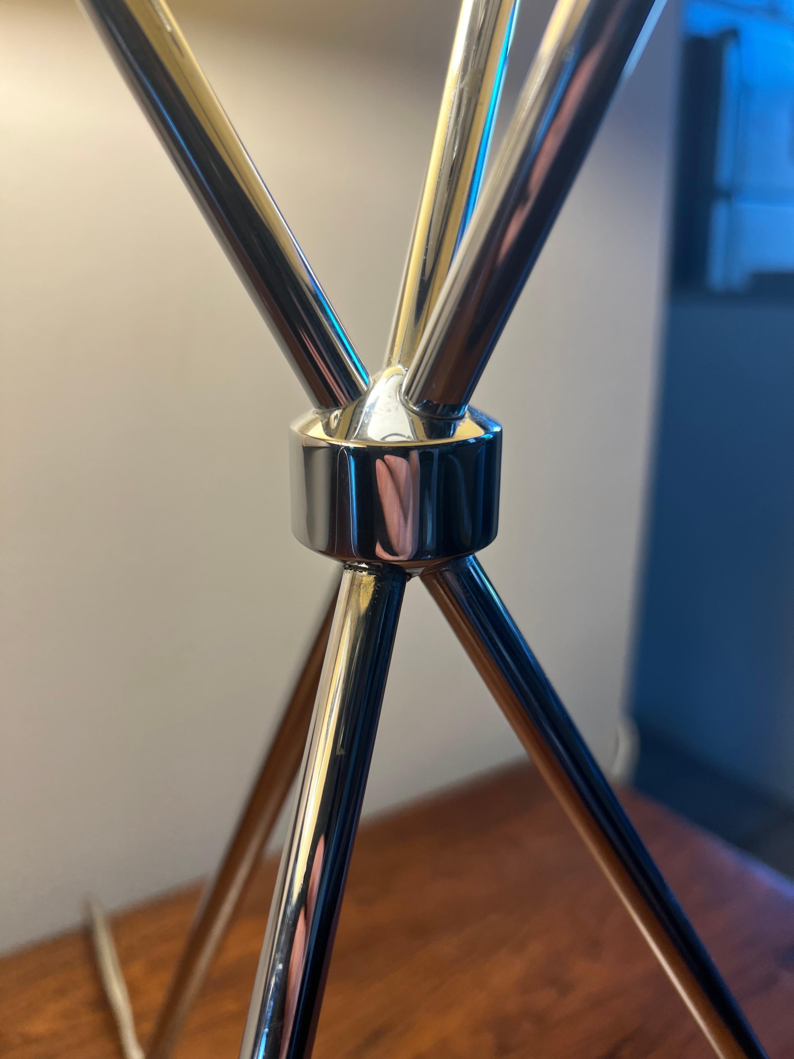 American Pair of Chrome Tripod Lamps For Sale