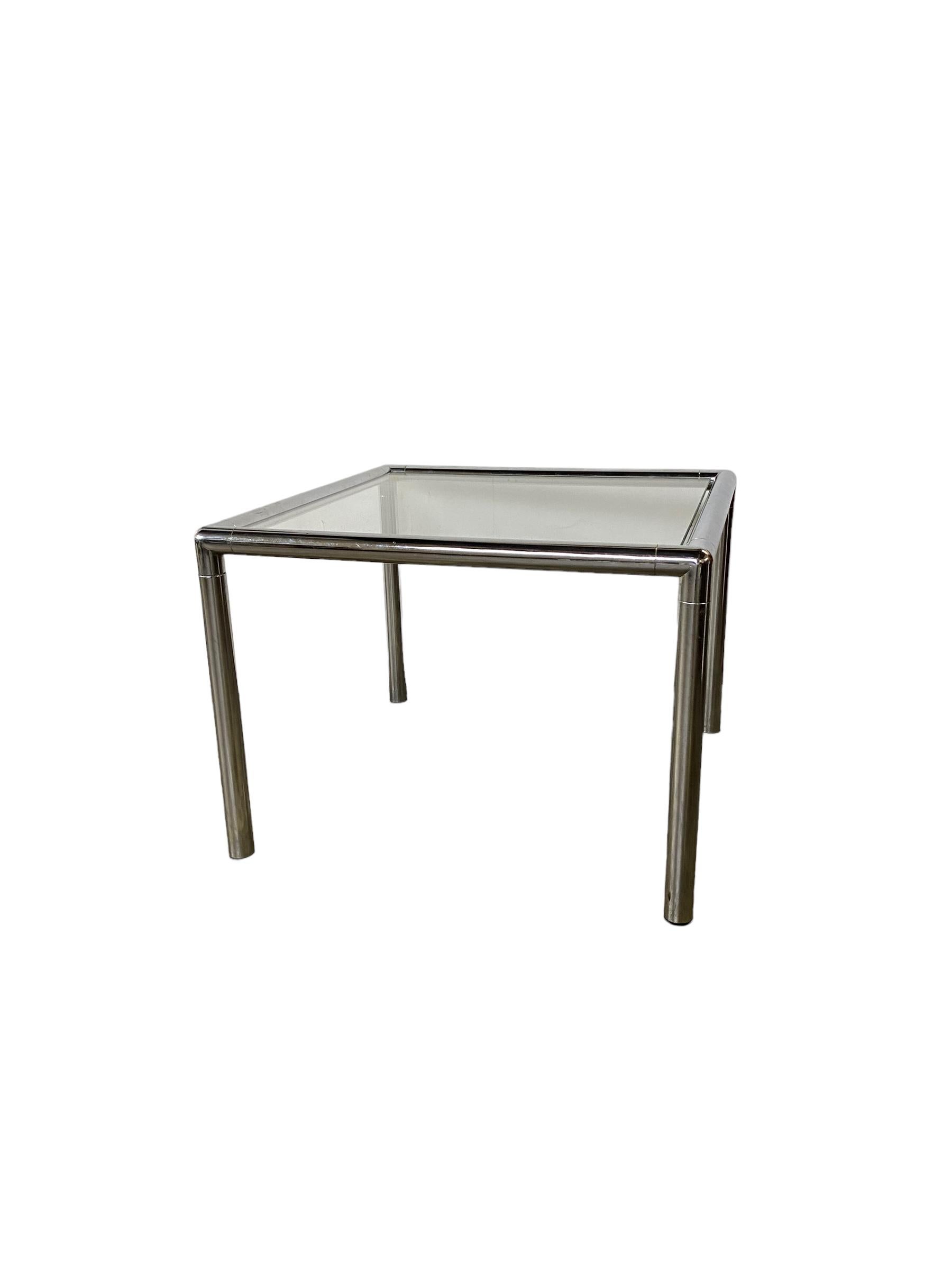 American Pair of Chrome Tube End Tables For Sale