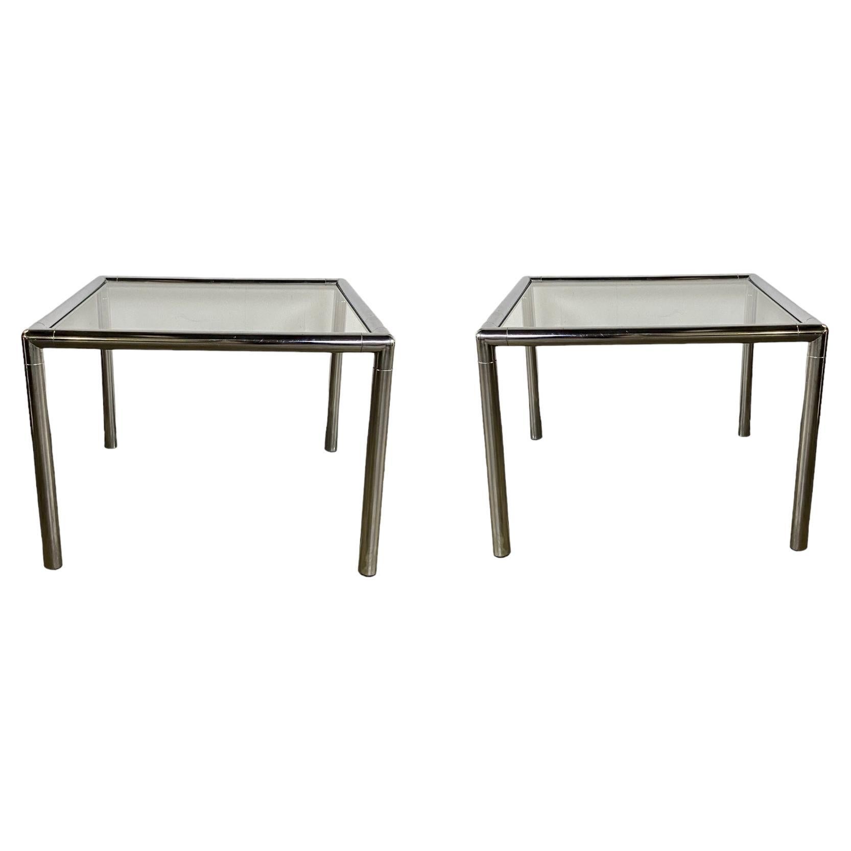 Pair of Chrome Tube End Tables