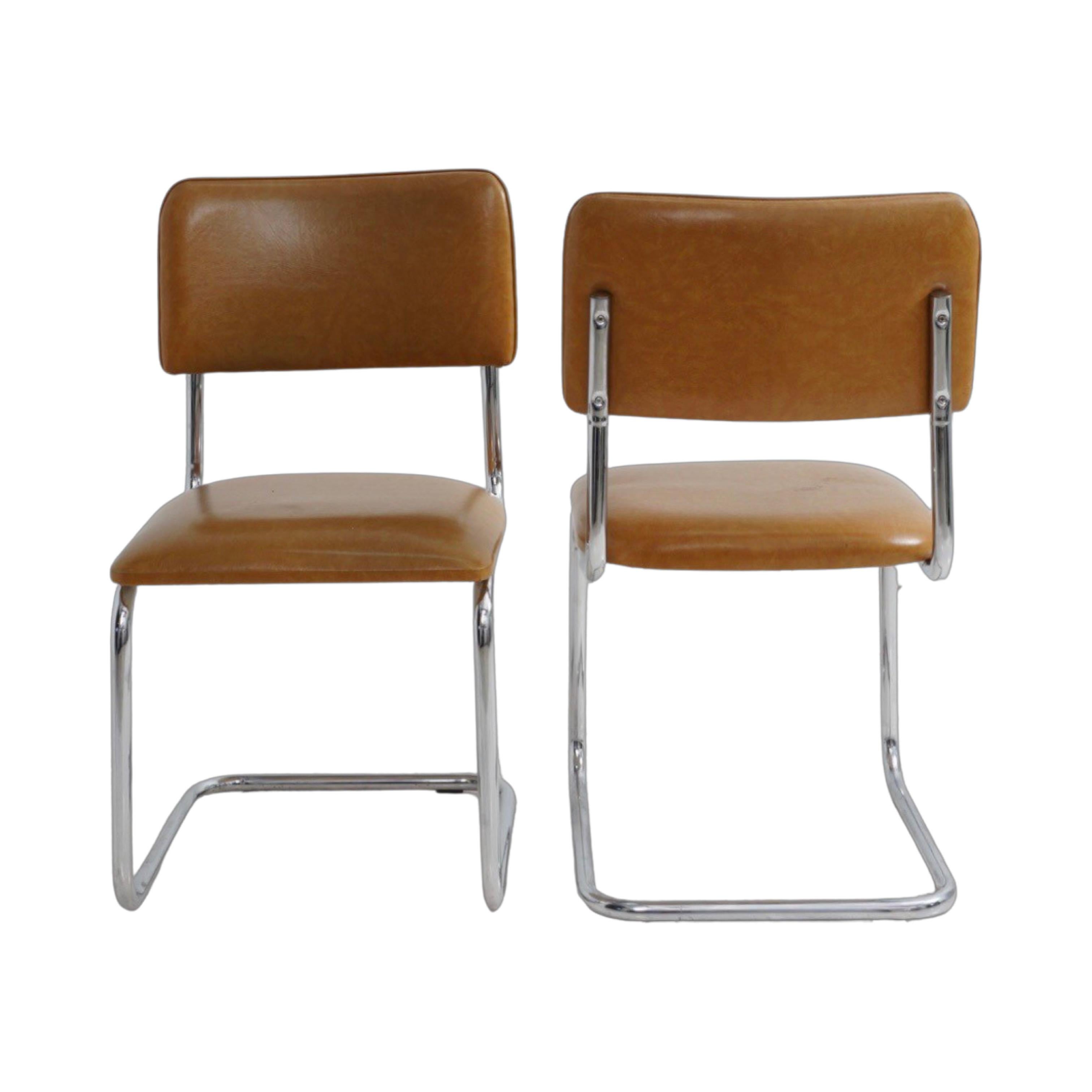 Pair of Chrome & Vinyl Cantilever Chairs, 1970s 2