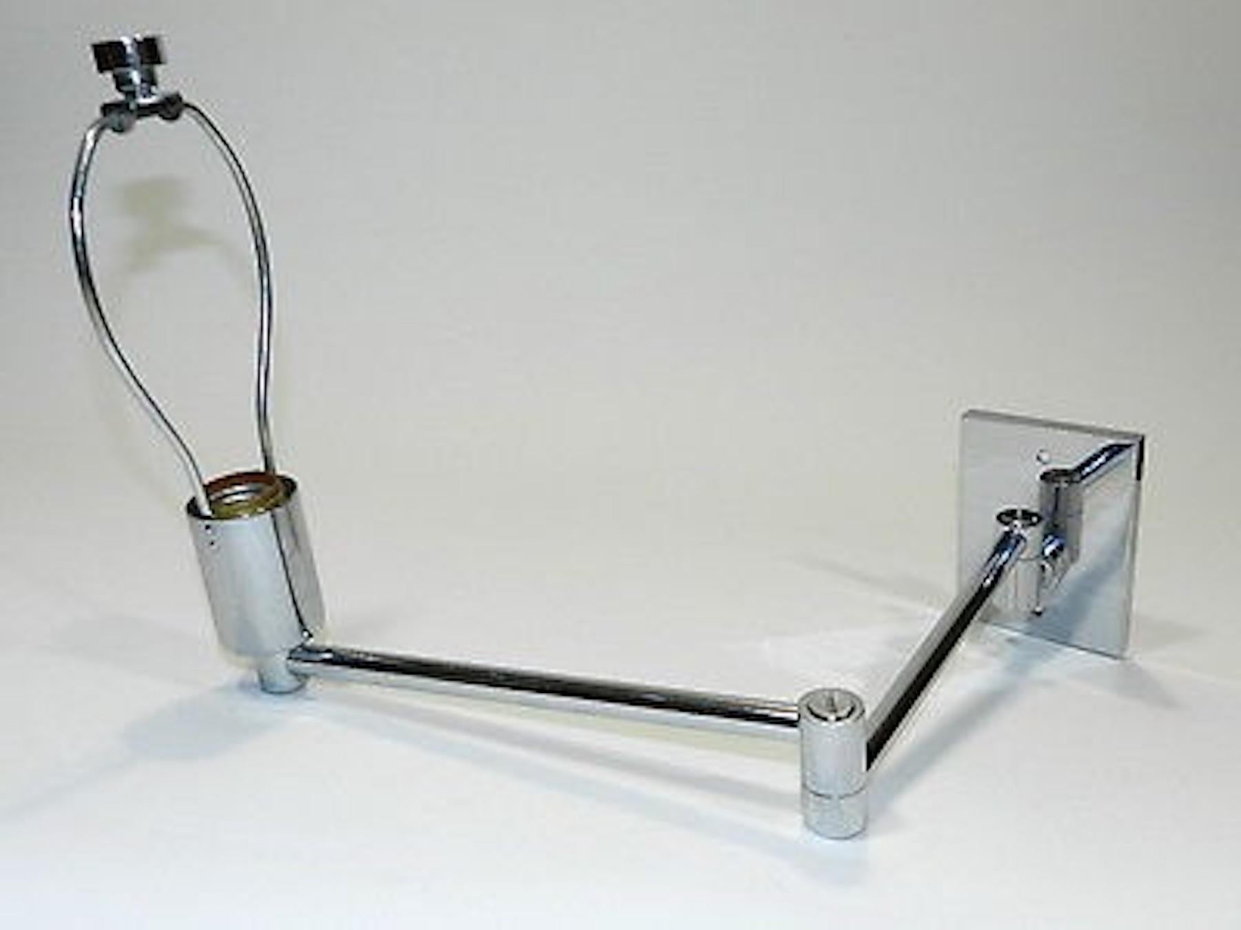 Mid-Century Modern Pair of Chrome wall Mounted Swing Arm Lamps Designed by George W. Hansen
