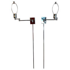 Pair of Chrome wall Mounted Swing Arm Lamps Designed by George W. Hansen