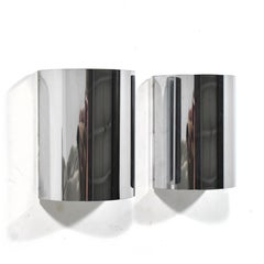 Minimalist Pair of Chrome Wall Sconces in the Manner of Jere