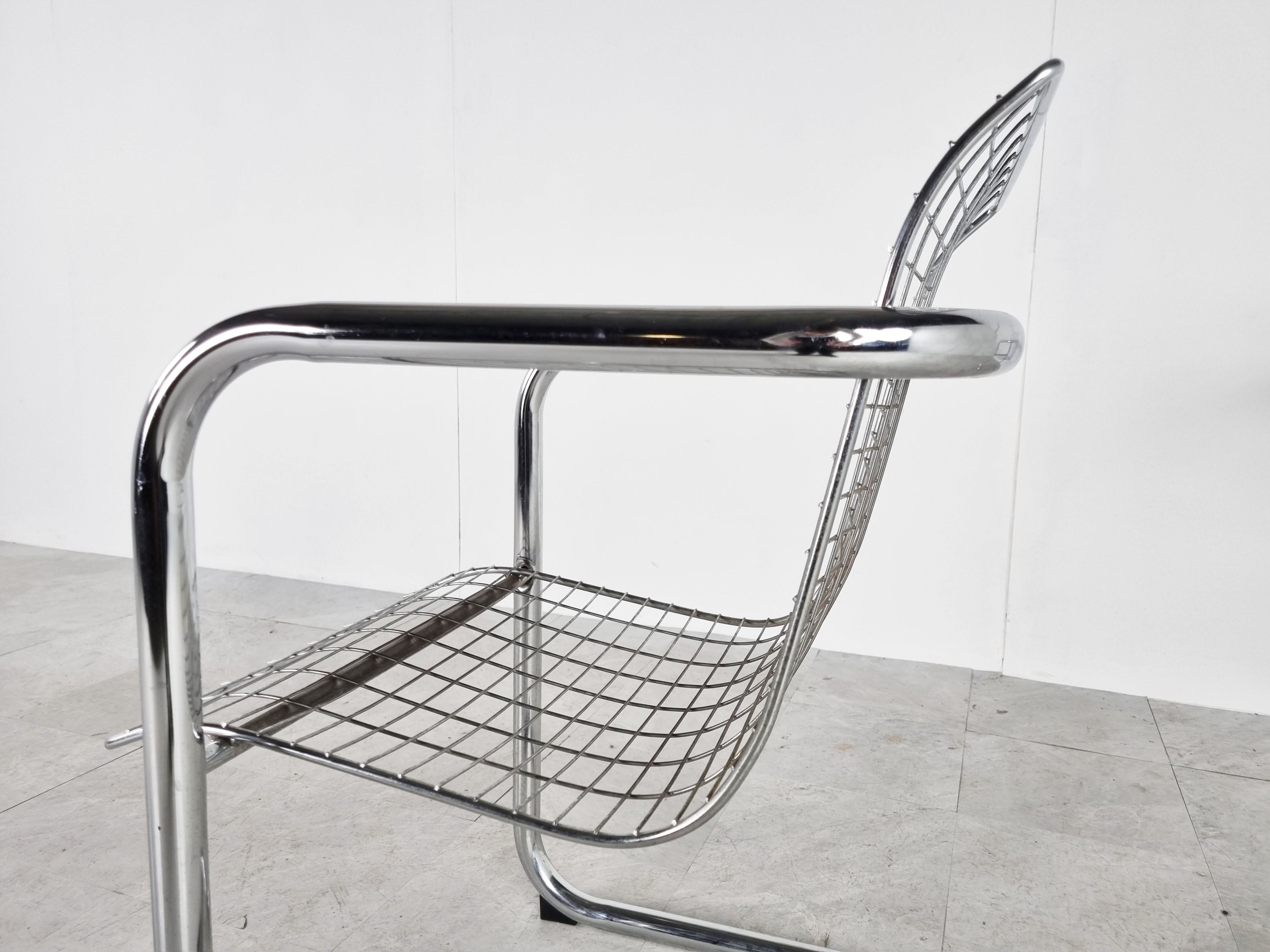 Pair of Chrome Wire Armchair, 1980s 3