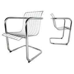Pair of Chrome Wire Armchair, 1980s