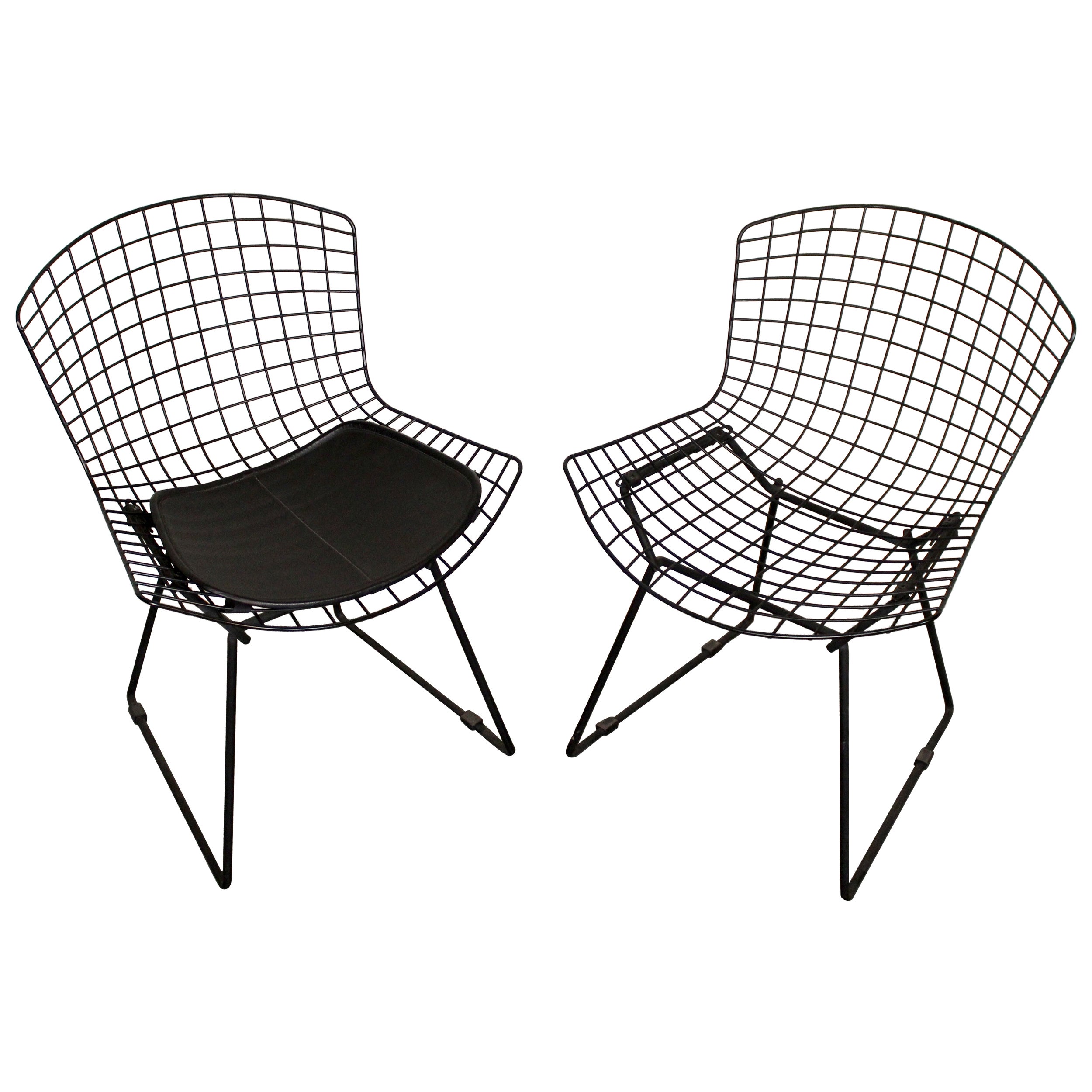 Coppia di sedie da pranzo in filo cromato nello stile di Bertoia per Knoll in vendita