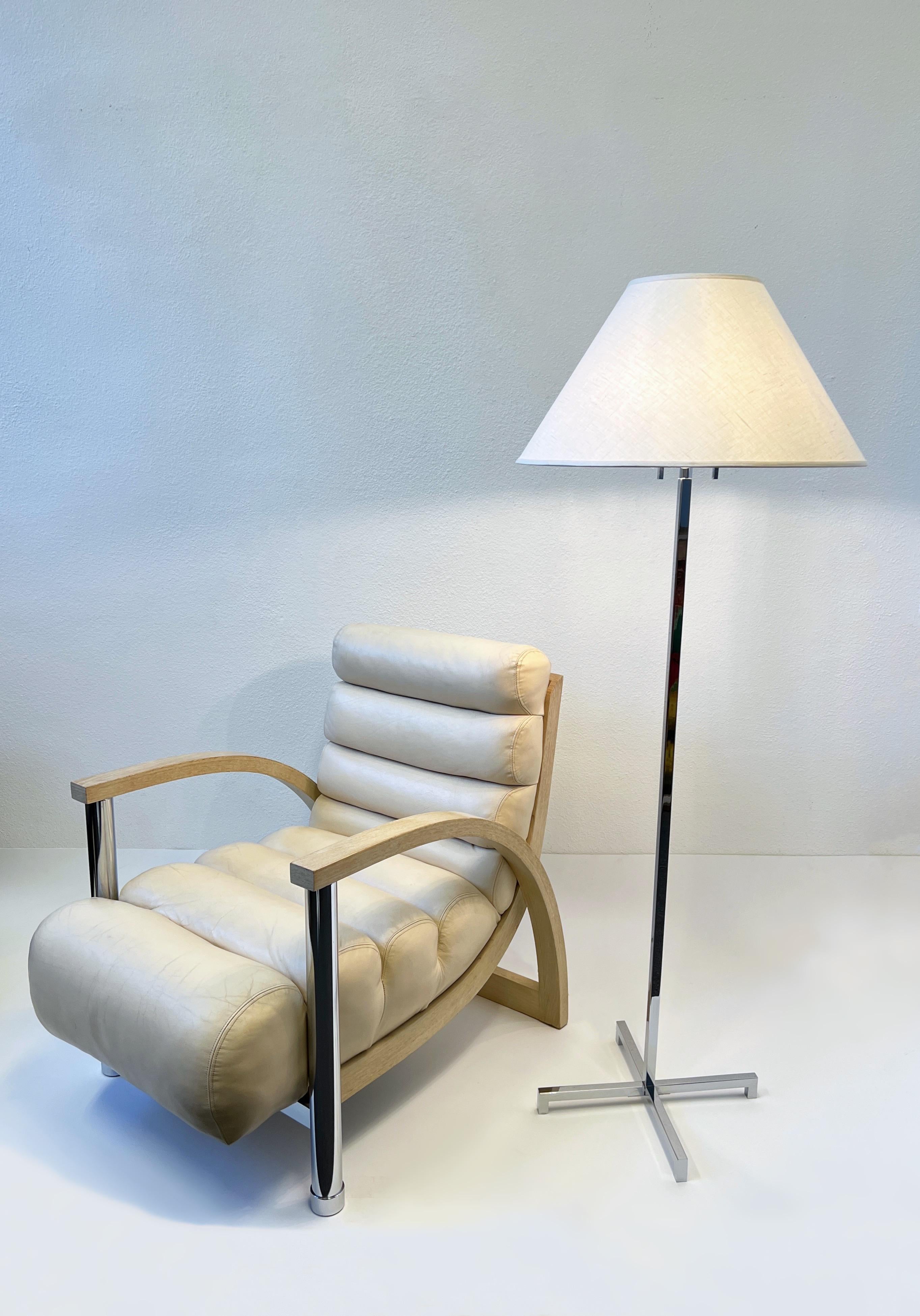 Pair of Chrome X Base Floor Lamps by Robsjohn Gibbings for Hansen Lighting  For Sale 4