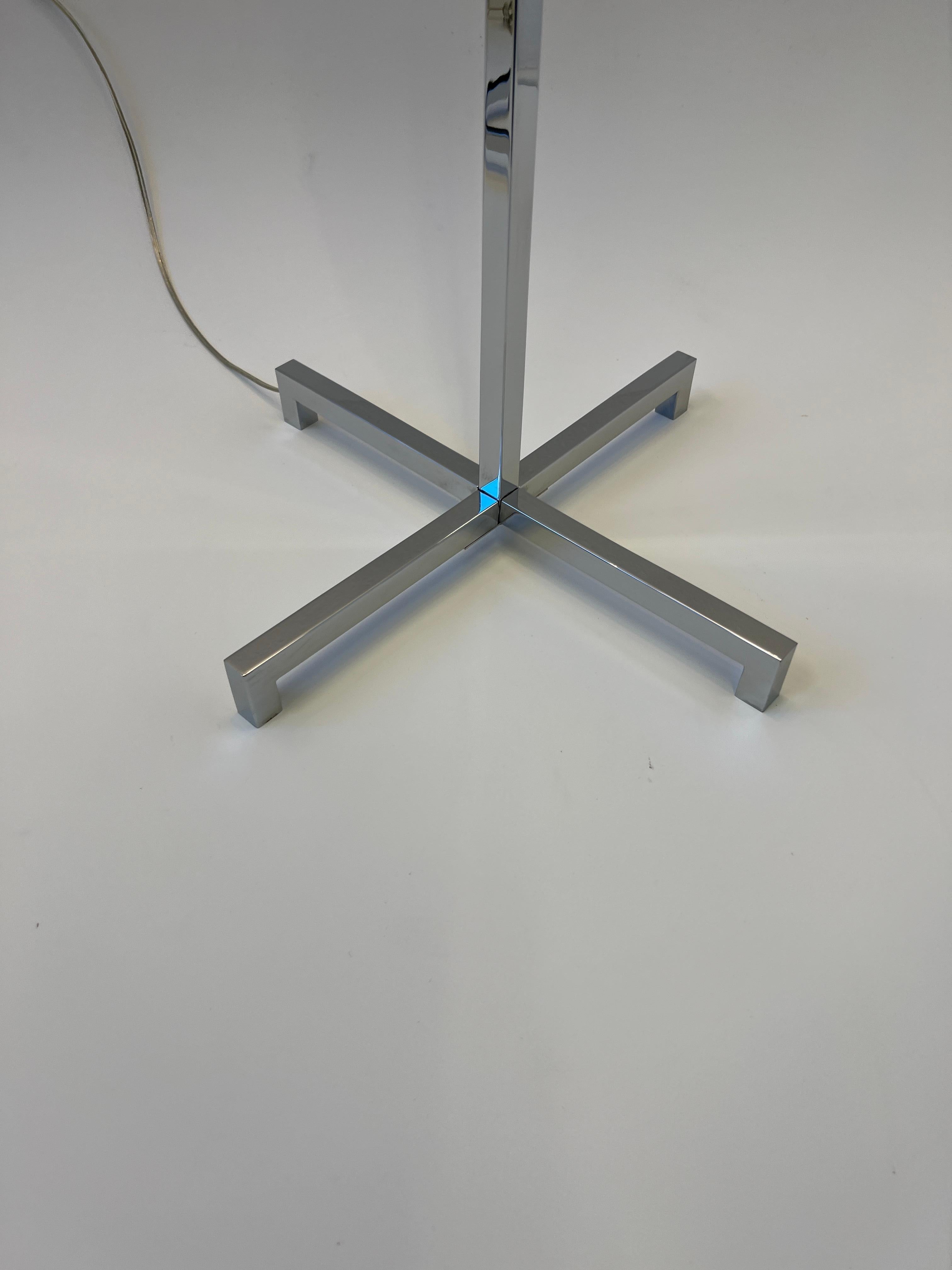 Pair of Chrome X Base Floor Lamps by Robsjohn Gibbings for Hansen Lighting  For Sale 1
