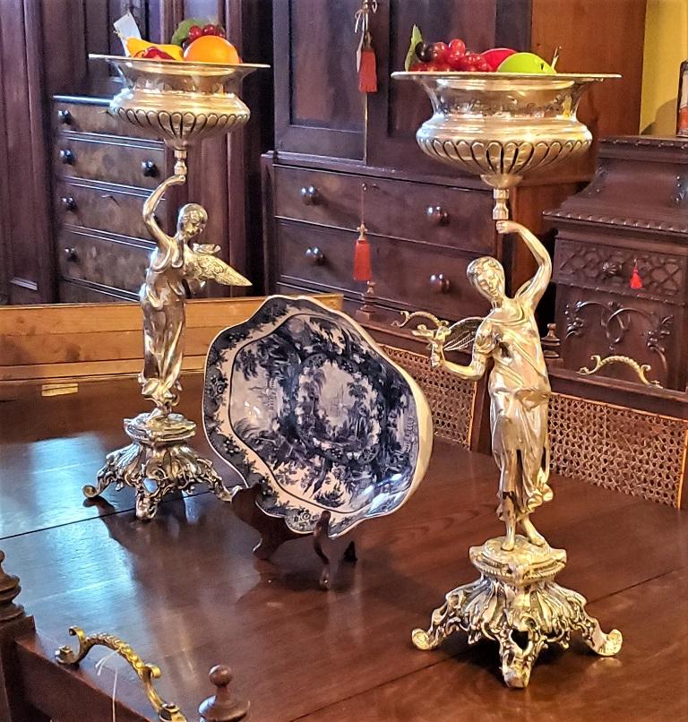 Pair of Chromed Angel Centerpieces 2