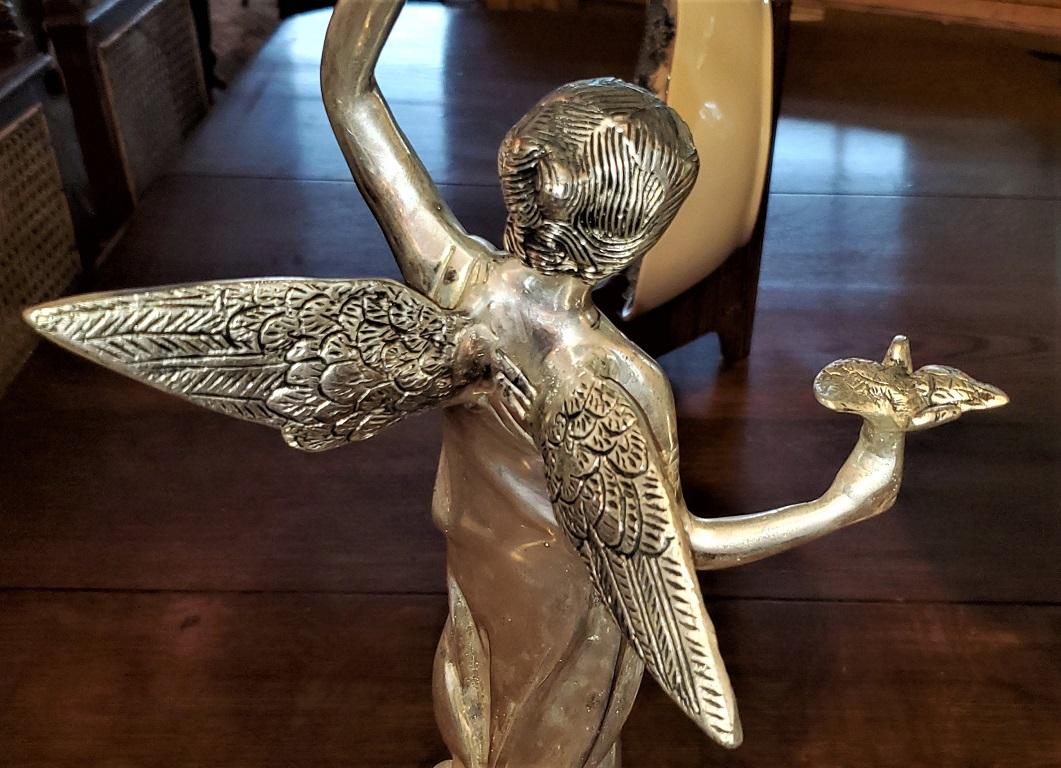 Pair of Chromed Angel Centerpieces In Good Condition In Dallas, TX