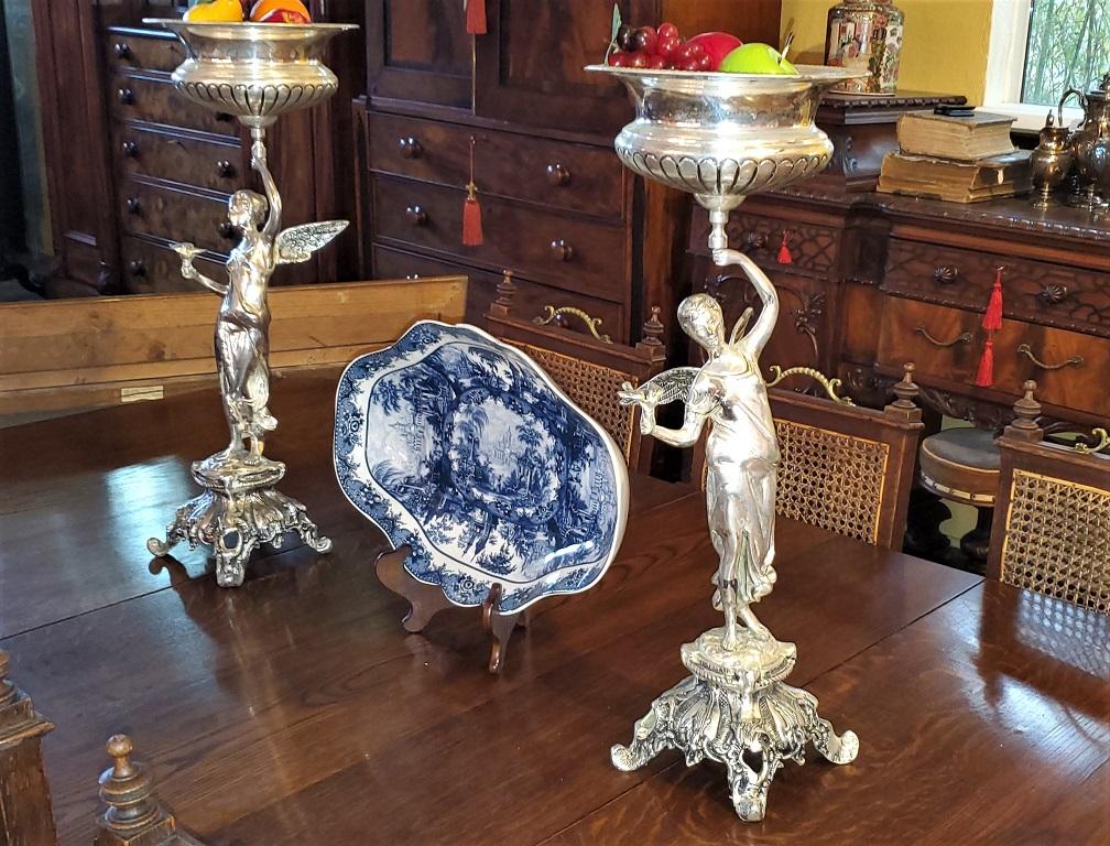 Pair of Chromed Angel Centerpieces 1
