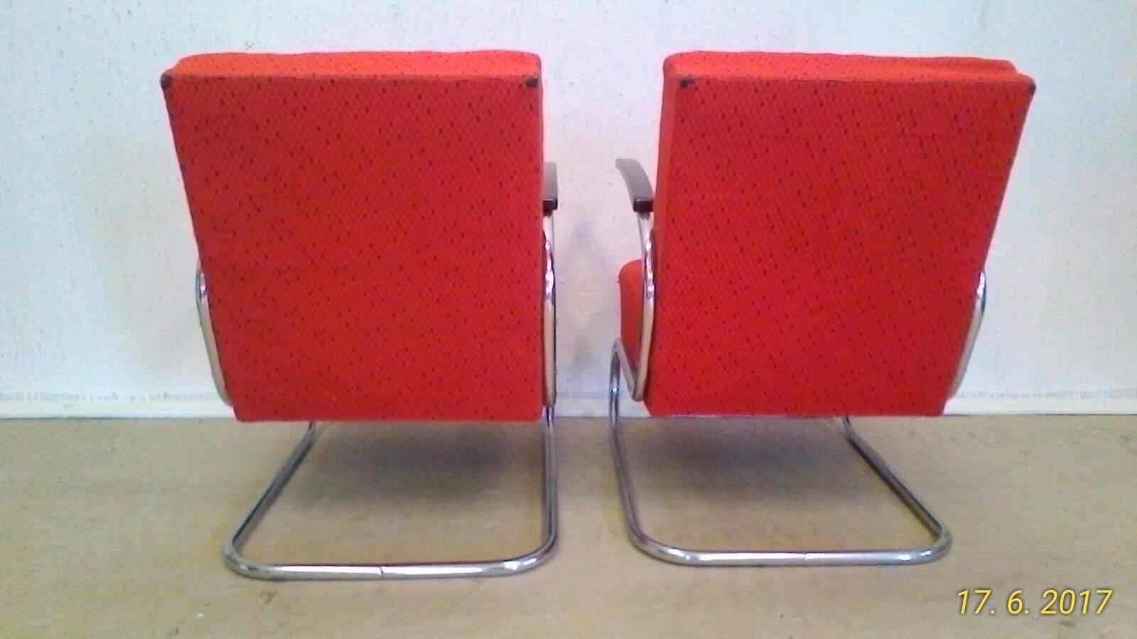 Mid-Century Modern Pair of Chromed Armchair Bauhaus, Műcke & Meider, 1930s