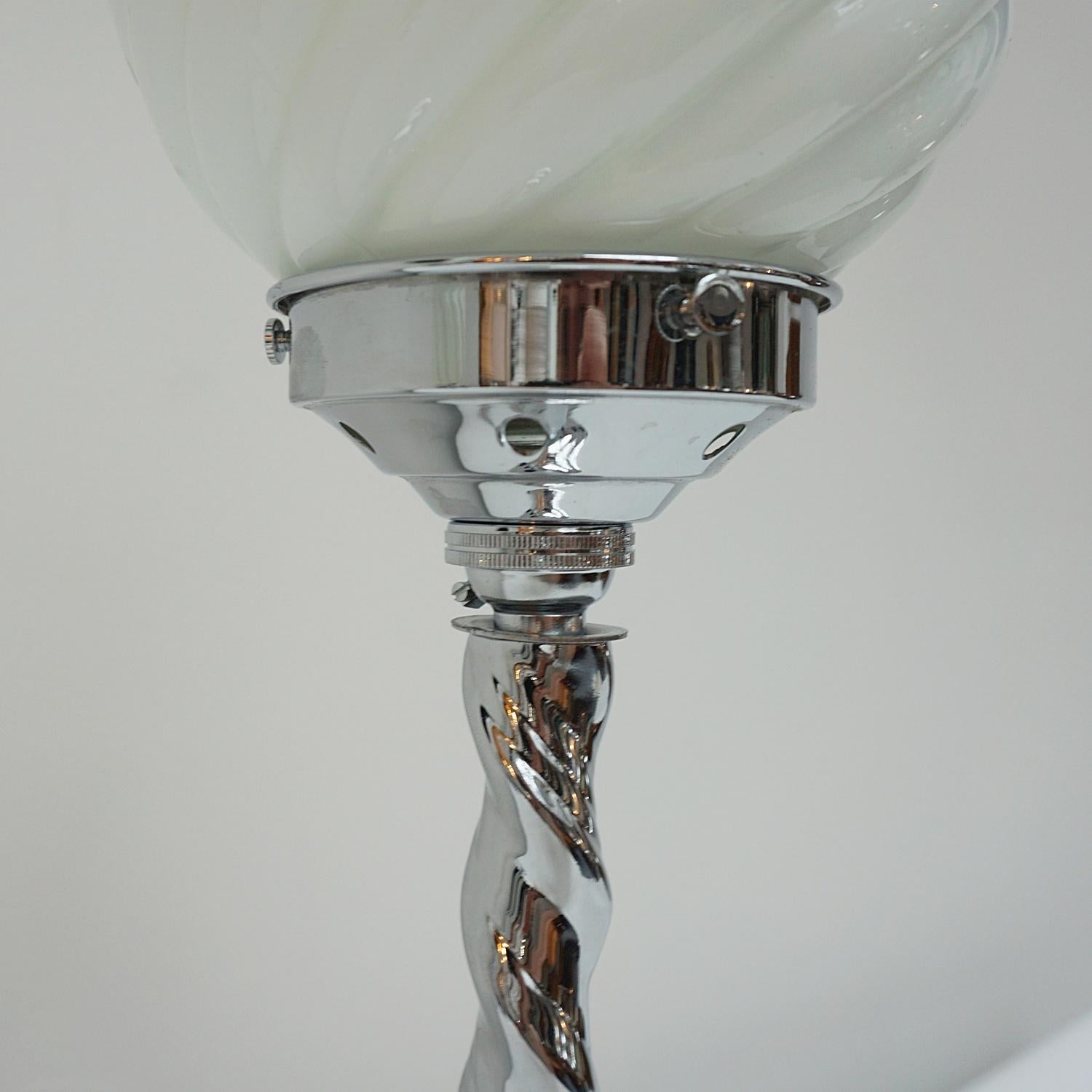 Pair of Chromed Art Deco Style Table Lamps In Good Condition For Sale In Forest Row, East Sussex