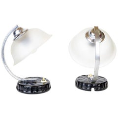 Pair of Chromed Bedside Lamps, Art Deco, circa 1920