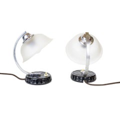 Pair of Chromed Bedside Lamps, Art Deco, circa 1920
