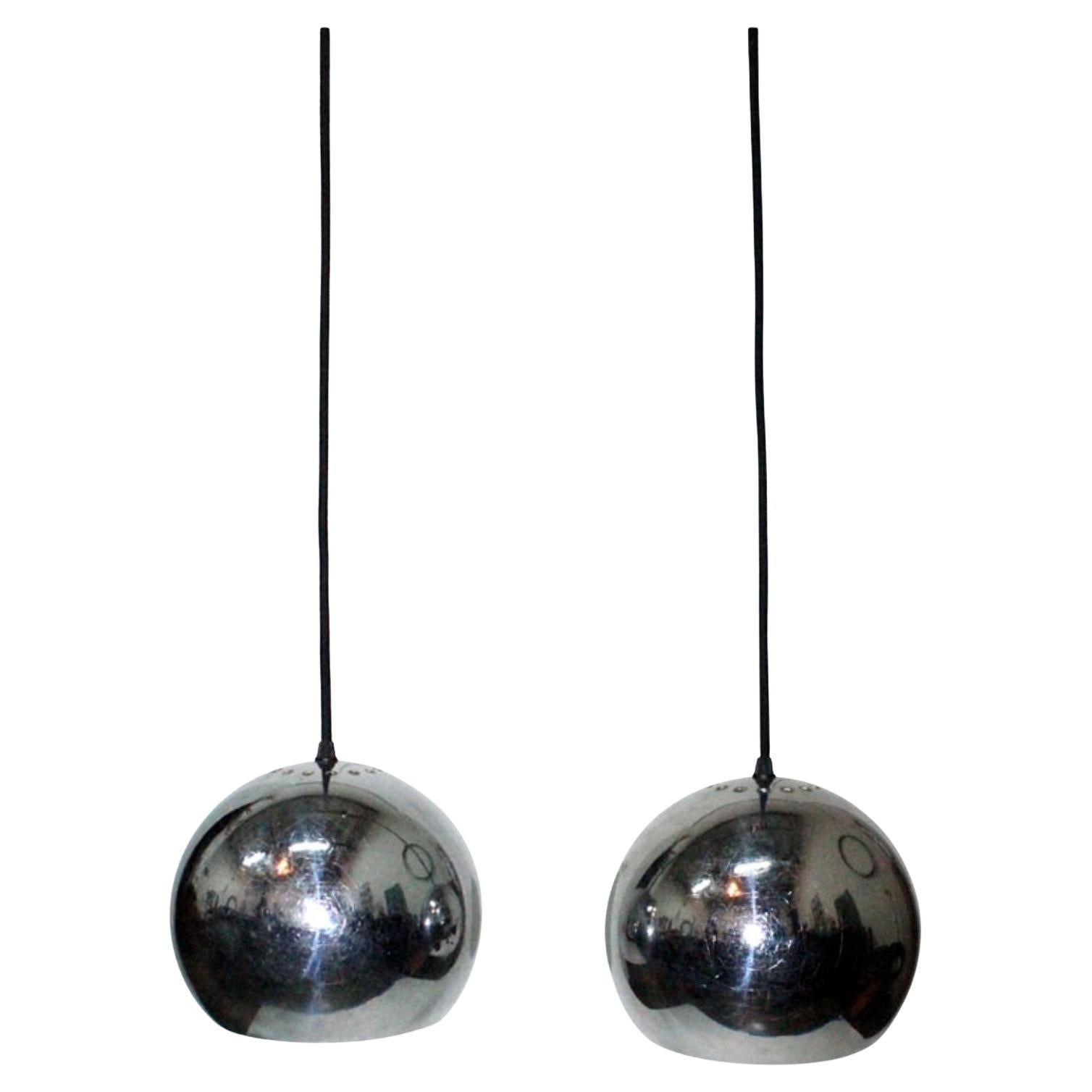Pair of Chromed Globe French '60s Lights For Sale