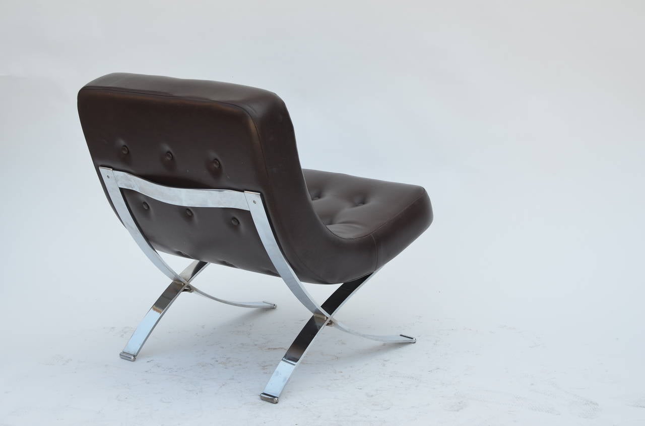 Plated Pair of Chromed Italian 1970s Slipper Chairs