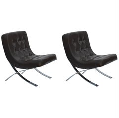 Pair of Chromed Italian 1970s Slipper Chairs