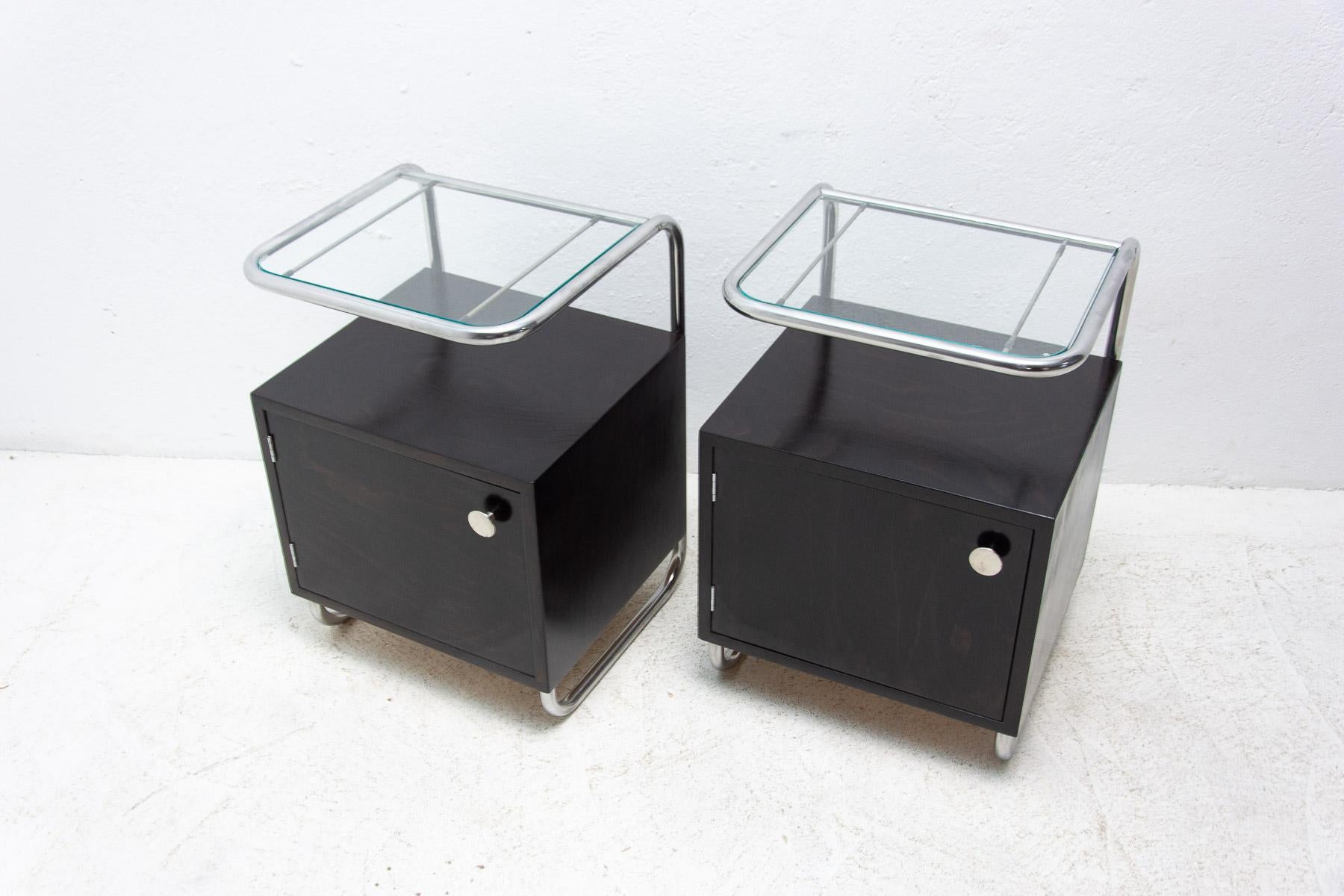 Pair of Chromed Night Stands by Kovona, 1950’s, Czechoslovakia 1