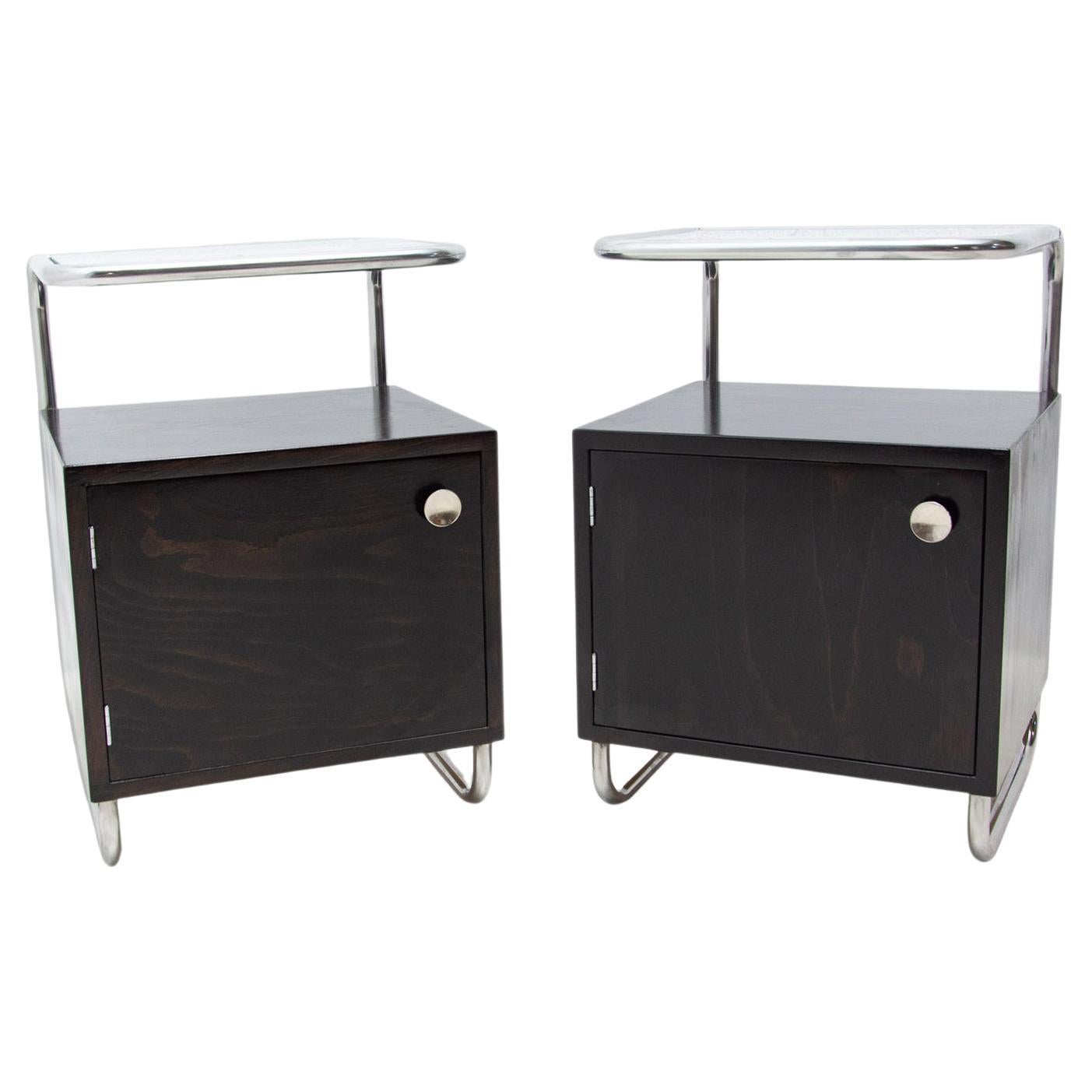 Pair of Chromed Night Stands by Kovona, 1950’s, Czechoslovakia