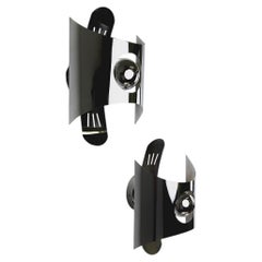 Pair of chromed space age wall lights, Italy, 1970's