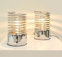Pair of Chromed Spiral Table Lamps from 1970's