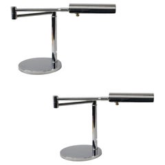 Pair of Chromed Steel Koch and Lowy Articulating Desk Lamps