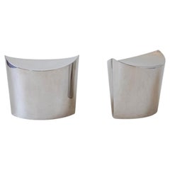 Pair of Chromed Steel Stools, France c1990s