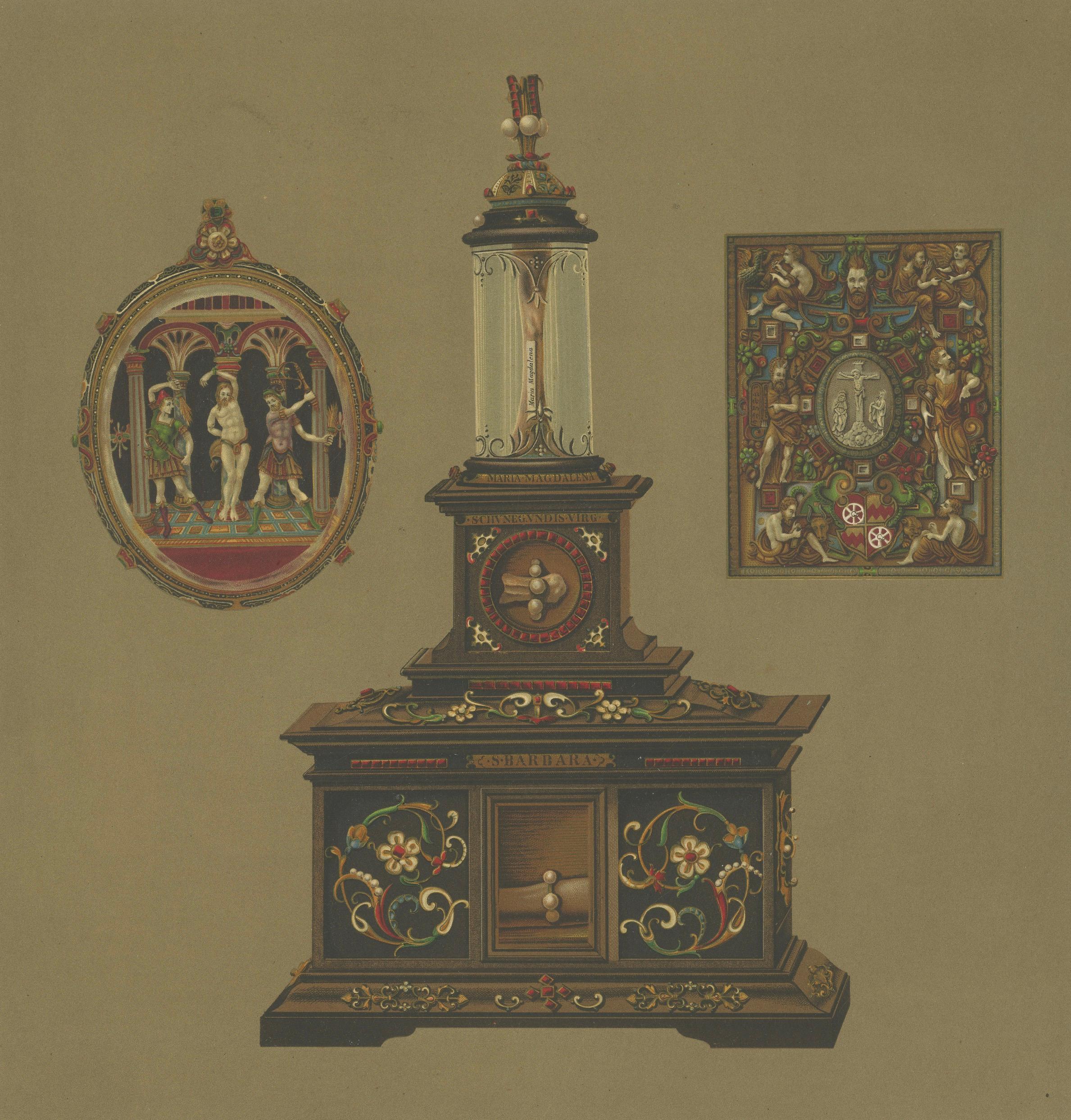 Pair of Chromolithographs of Bavarian Royal Chapel Objects, 1874