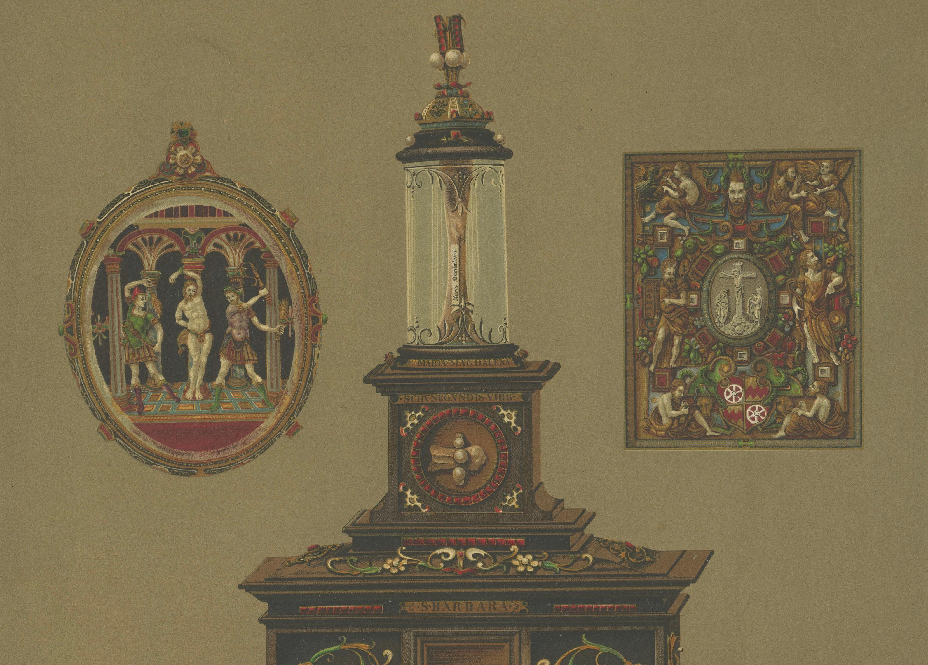 Pair of Chromolithographs of Bavarian Royal Chapel Objects, 1874