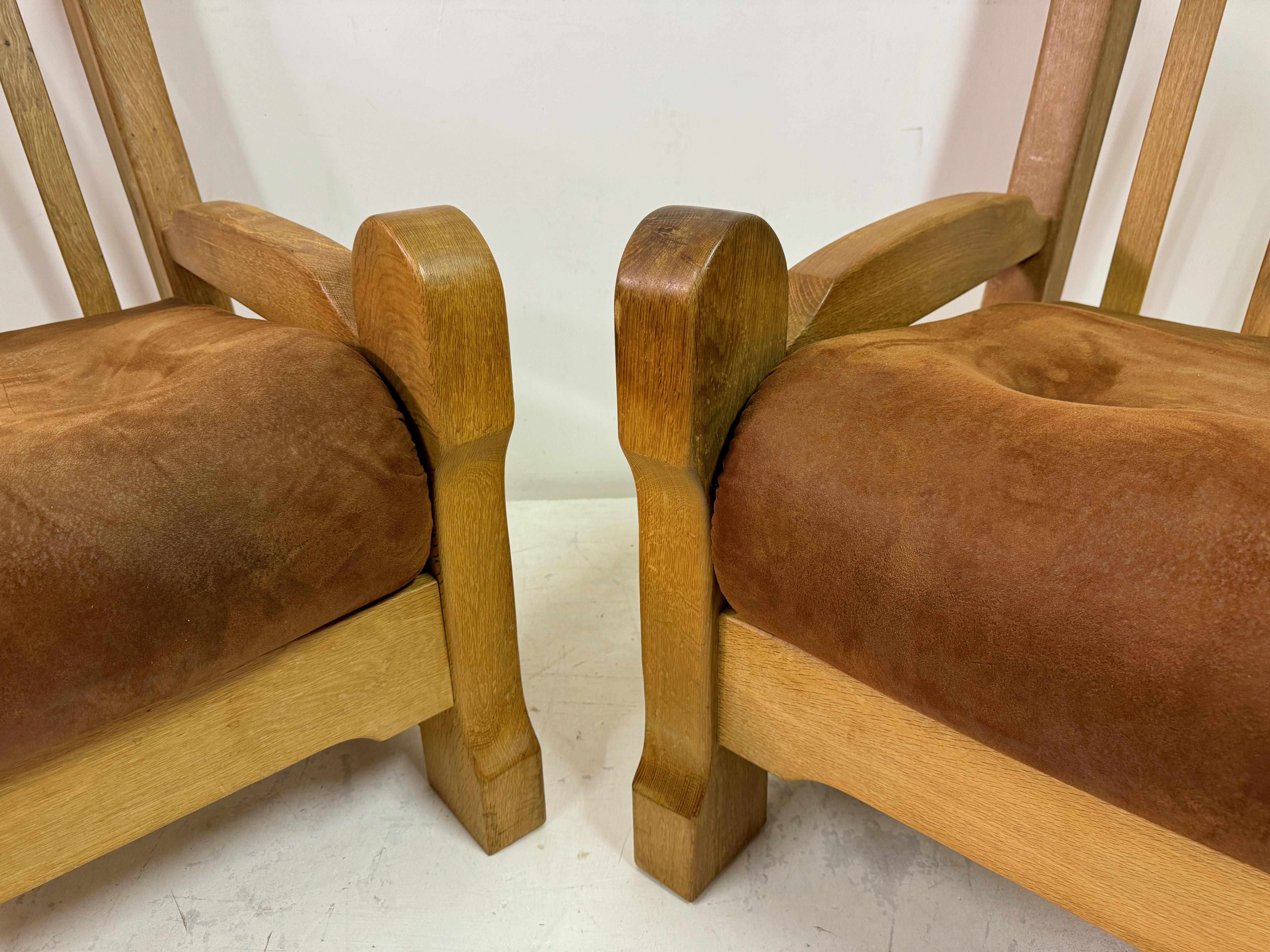 Coppia di robuste poltrone brutaliste degli anni '60 in Oak in vendita 3
