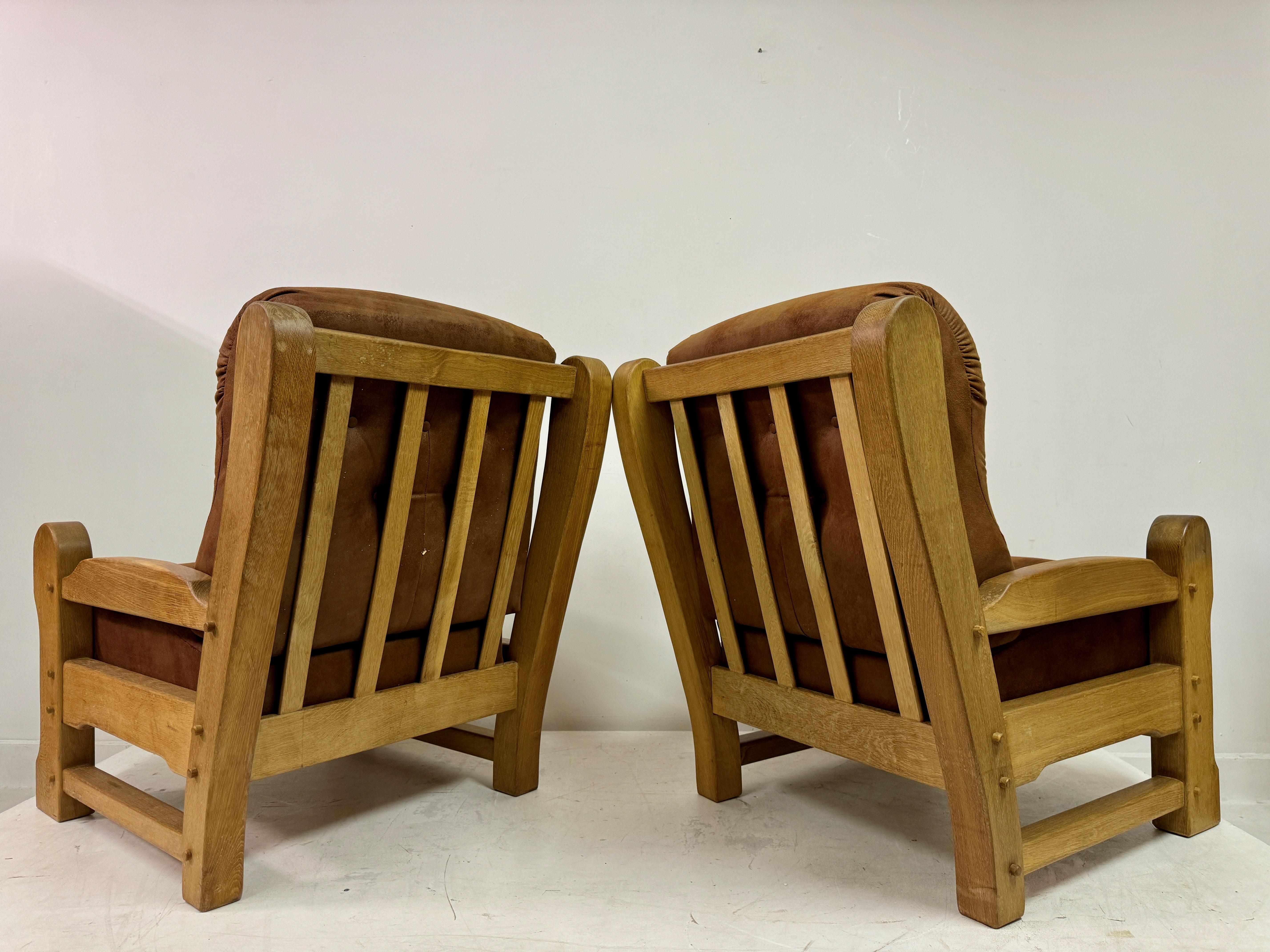 Coppia di robuste poltrone brutaliste degli anni '60 in Oak in vendita 8