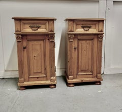 Pair of Chunky Carved Pine Bedside Cupboards
