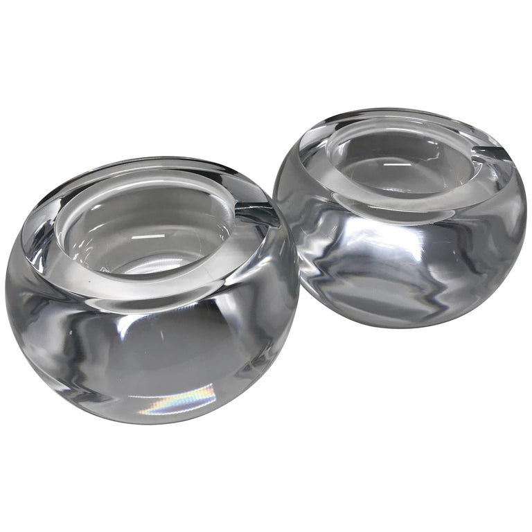 Pair of Chunky Crystal Ashtrays For Sale at 1stDibs