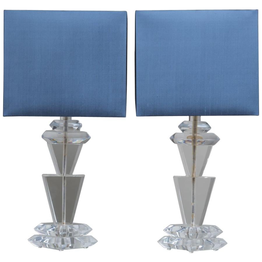 CHUNKY Antique Brass Candlestick Table Lamps PAIR H28cm
