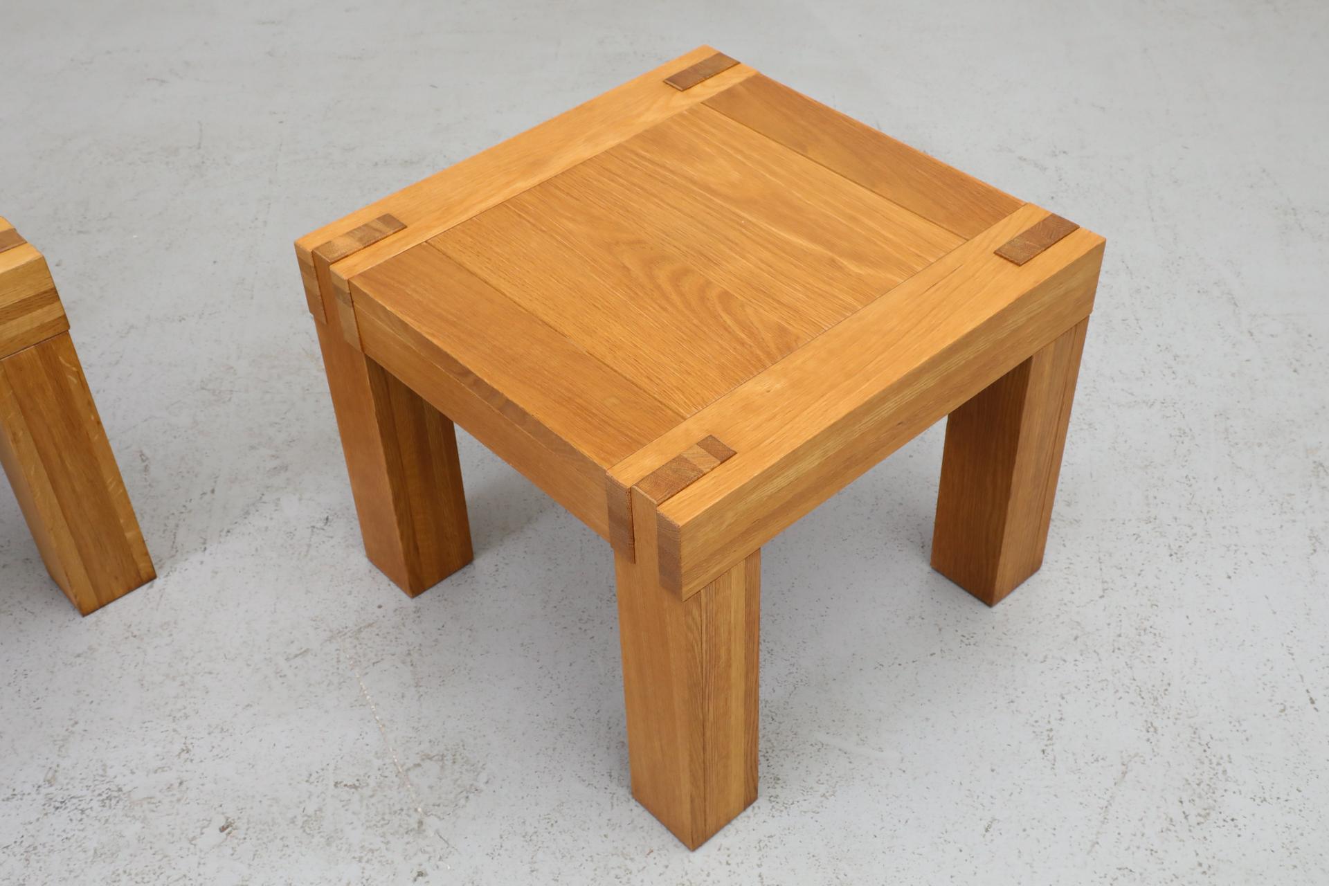 Pair of Chunky Square Mintjens Oak Side Tables with Box Joints 4